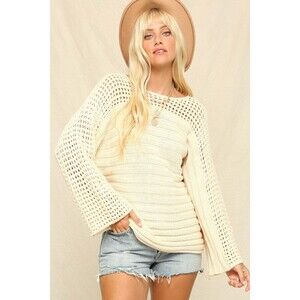 Kyemi OPEN WEAVE DETAIL RIBBED SWEATER